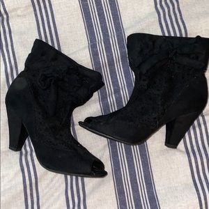Cute Black Open-Toe Booties